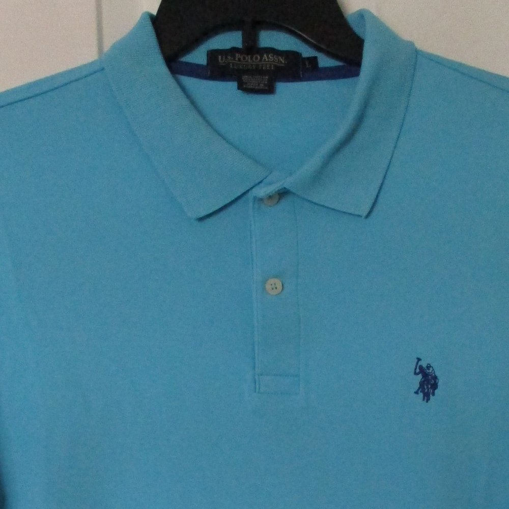 U.S. Polo Assn. Mens S/S Blue Cotton Golf Polo Shirt NWOT - Size Large